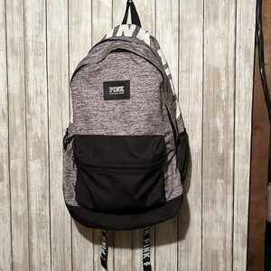 Victoria's Secret PINK Black/gray Campus Backpack Laptop Travel Book Bag 21"x15"